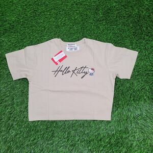 Hello-Kitty Cat Cropped Shirt Teens M/L 18X17 Japanese TV-Show